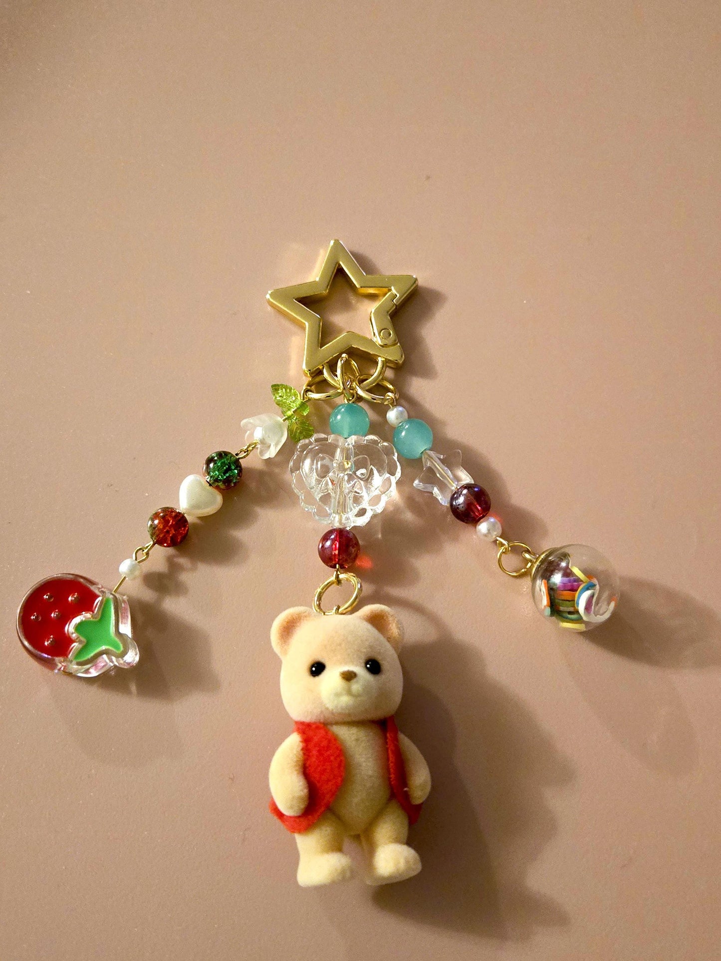Calico Critter Bear Keychain | Red Fruit theme | Colorful Bag Charm