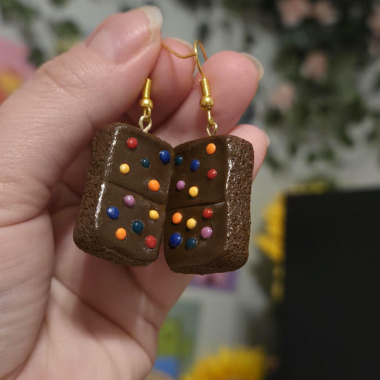 Cosmic Brownie Earrings| Brownie Clay Earrings| Food Earrings| Nostalgic Earrings